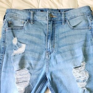 Hollister Light Blue Distressed Boyfriend Jeans High Waist